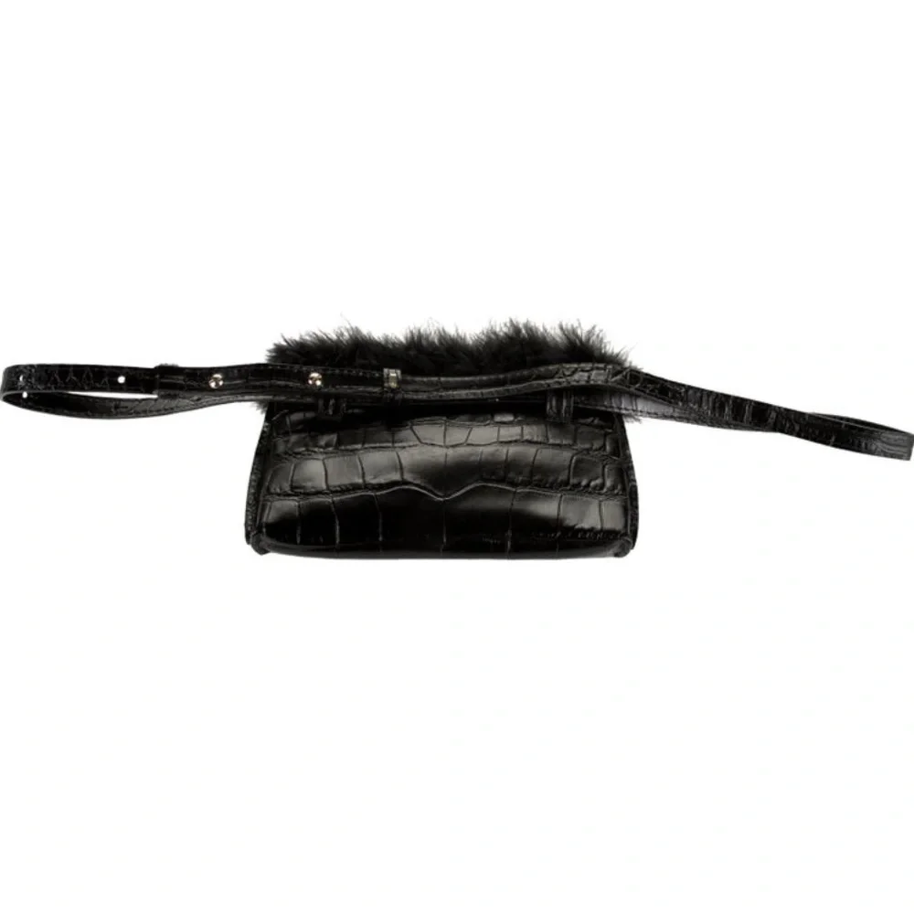 Chylak bag feather trim crock black embossed leather - Picture 3 of 5